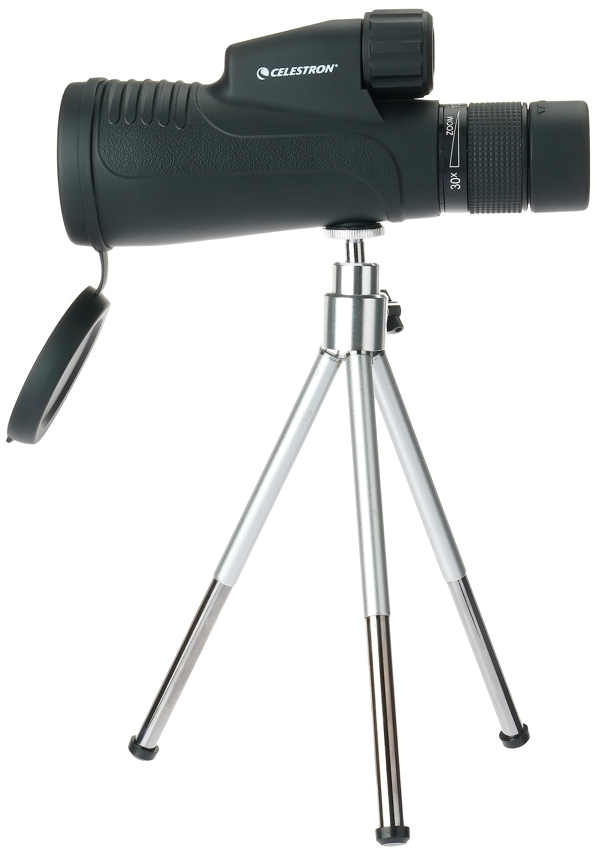 Celestron 72373 Outland X Monocular Resistente al gua 10-30x50 mm con trípode, paño Limpieza, Tapas oculares y Funda - Carcasa Resistente, Prisma BaK-4 y óptica con Revestimiento múltiple, Negro