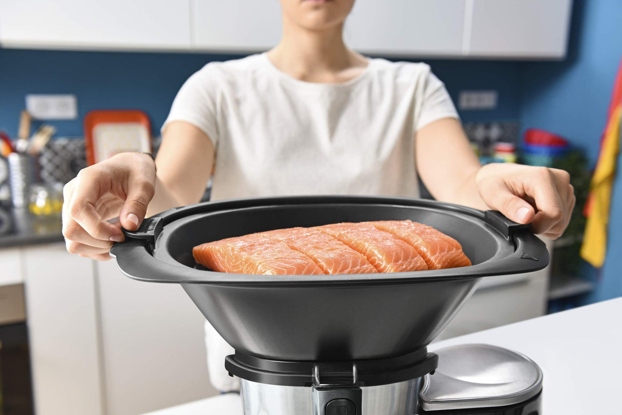 Moulinex HF456810, ClickChef Cocina multifunción compacta, 1400 W, 5 Programas, 32 Funciones, Báscula de cocina integrada, Olla a vapor, Batidora, Color Negro, 3.6 L