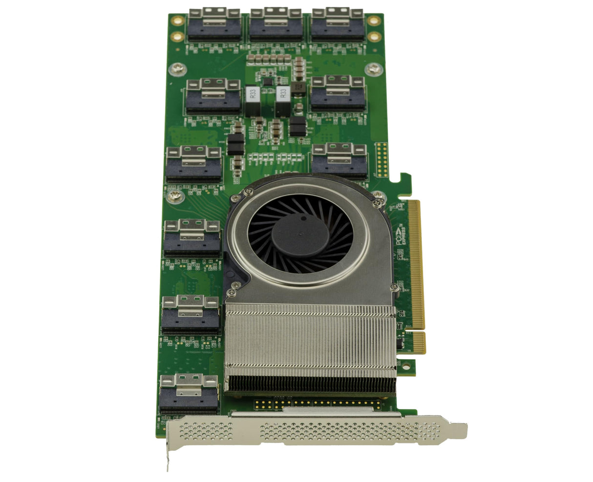 KALEA-INFORMATIQUE Tarjeta controladora Tipo Switch PCIe 4.0 con 10 Puertos SFF-8654 8i para controlar hasta 20 SSD NVMe o 5 Tarjetas gráficas, chipset Broadcom PEX88096.