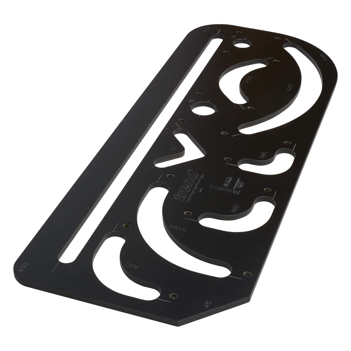 Trend Plantilla para aperturas y radios, para fresar aberturas, huecos y radios en superficies de trabajo, AR/JIG