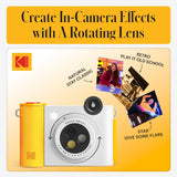 KODAK Smile+ Cámara Digital instantánea 2-en-1 y Impresora Bluetooth - 10MP, Lente giratoria con Efectos, Fotos Adhesivas Zink 2x3”, Imprime Desde App en Dispositivos Inteligentes - Blanco