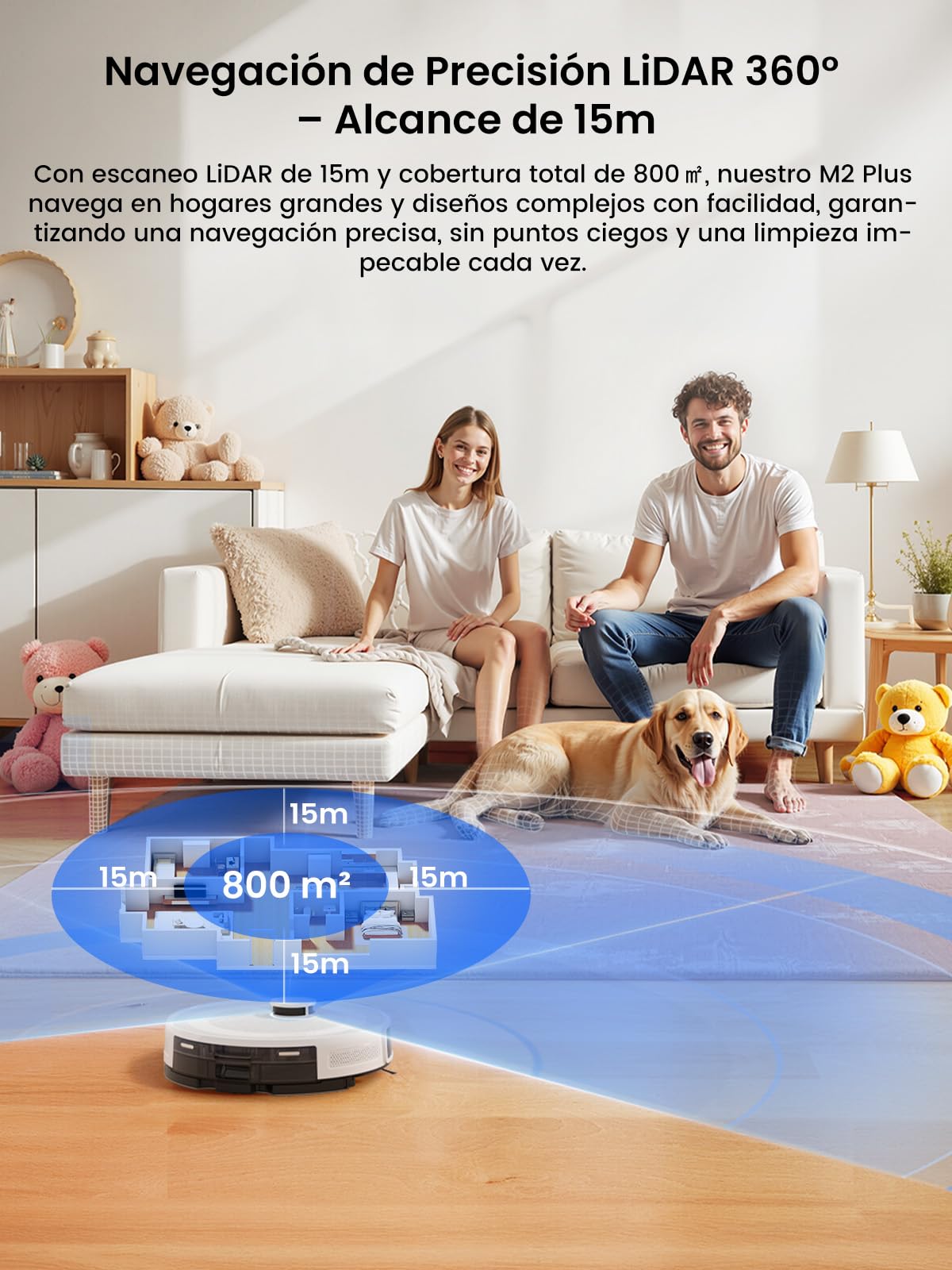 LEFANT M2 Plus Robot Aspirador y Fregasuelos, 6000Pa con Estación de Vaciado Automático, Navegación Láser con Mapeo, Evitación de Obstáculos PSD, 140min Autonomía, Ideal para Pelos de Mascotas