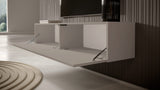 Selsey Mueble De TV Mesa De TV 175 cm Suspendido con Fachada Fresada Gris Beige Veldio