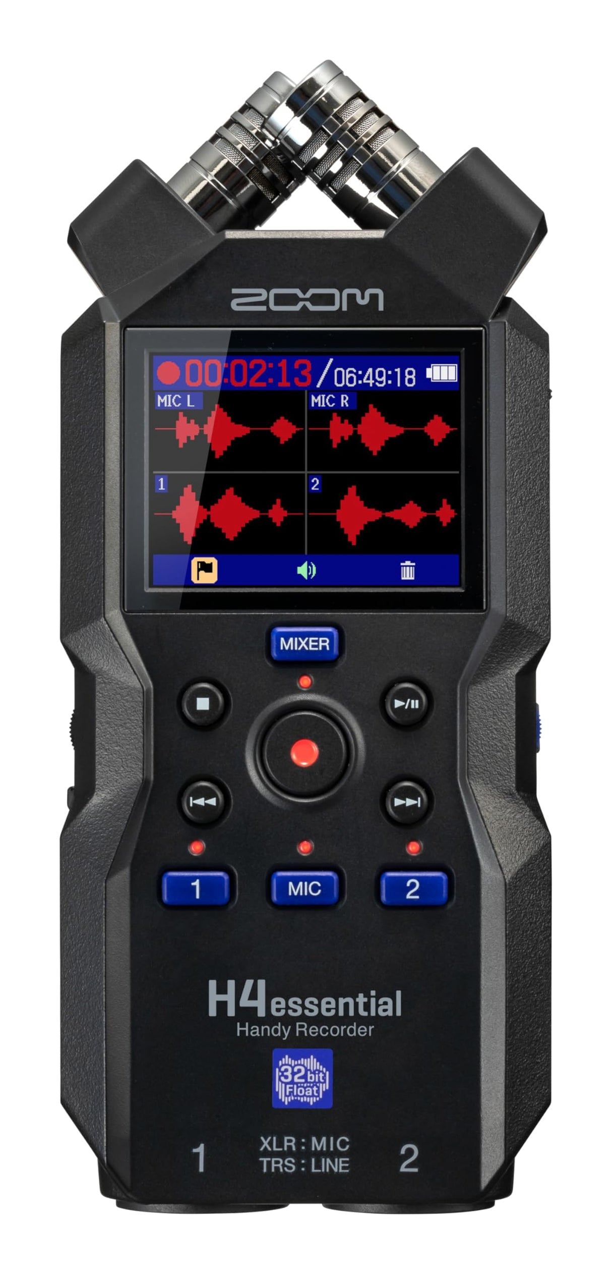 Zoom H4essential Grabadora 4 pistas (2024 Model, Essential Series) 32-Bit con coma flotante, accesibilidad, micros estéreo, 2 entradas XLR/TRS, interface de audio USB, para músicos, podcasters y más