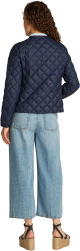 Tommy Hilfiger Cazadora acolchada Mujer Down Quilted Collarless con botones, Azul (Dark Night Navy), XL