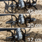 IKRA motoazada eléctrica motocultor cultivador Fem 1500, Ancho útil 17-45cm, Profundidad 23cm, Incluye extirpador Manual