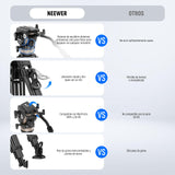 NEEWER 78" Trípode Vídeo de Fibra Carbono con Cabezal Fluido, Trípode de Bloqueo Liberación con 6 Nivel Contrapeso, 4 Nivel Amortiguación de Giro/Inclinación, Placa QR Modo Dual, Máx Carga 18lb, LL55