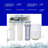 Equipo de Osmosis Inversa - Kit para Osmosis de 5 Etapas - Capacidad para 6 L - Incluye Membrana de 75GPD, Deposito de Agua, Bomba y Filtros - Nature Water Professionals