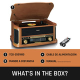 Lenco TCD-2551 Tocadiscos para Discos - Bluetooth Tocadiscos con Altavoz - Reproductor de CD - Pletina de Casete - 3 velocidades - Transmisión por Correa - 2 x 5 vatios - Madera