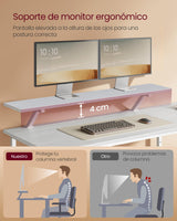 VASAGLE Escritorio en Forma de L, Esquinero, con 2 Amplios Cajones, Mesa con Soporte para Monitor, para Esquina, con Estante Ajustable, para Oficina Casa, Blanco Arce LWD098W01