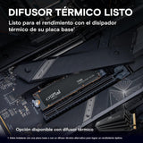 Crucial T705 SSD 2TB PCIe Gen5 NVMe M.2 SSD Interno Gaming, hasta 14.500MB/s, Microsoft DirectStorage, Compatibilidad PCIe 4.0, Disco Duro SSD - CT2000T705SSD3