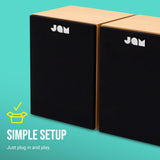 JAM Altavoces de Estantería - Altavoces Cableados con Entradas AUX y RCA, Compatibles con Tocadiscos y Reproductores de Vinilos, Altavoces Activos, Amplificación Integrada, Madera