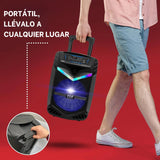 PYLE Sistema de Altavoces, PA, 800W, Bluetooth, portatil, Recargable, Exteriores, subwoofer de 12”, Tweeter de 1”, función de grabación, micrófono, Luces de Fiesta, Radio USB/SD, Color Negro