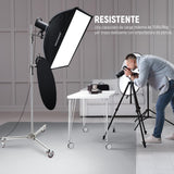 NEEWER Soporte de luz de Acero Inoxidable de 198 cm, Soporte de trípode Resistente con Ruedas giratorias, 2 Brazos deslizantes con Agarre de Pistola, Pata Plegable para fotografía, Caja de luz