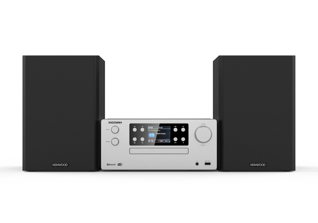Microcadena HiFi Kenwood M-925DAB-S con CD, USB, Dab+ Blueetooth Audio-Streaming. Color: Plata - Mini Equipo de Musica para casa