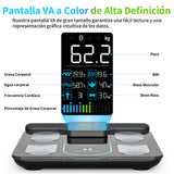 Healthkeep Báscula Persona Balance Conectada Impedancia Con 8 Electrodos 21 Datos Corporal Pantalla VA Medición BIA de Doble Frecuencia Con APP para Andriod e iOS, Máx. 180 kg/400 lb/28