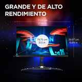 Lenovo Legion Y32p-30 - Monitor Gaming 31.5" 4K UHD con EyeSafe (IPS, 144 Hz, 0.2ms, HDMI DP USB-C + Cables, FreeSync Premium, HDR400, Altavoces) Ajuste de Inclinación/Elevación/Rotación - Negro