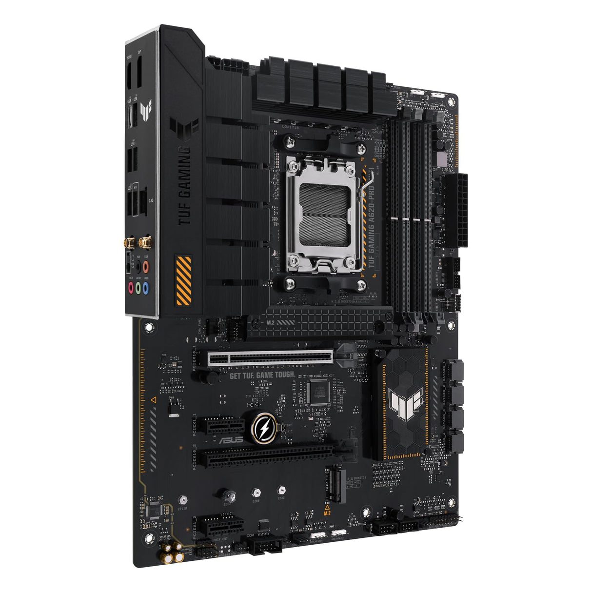 ASUS TUF Gaming A620-PRO WiFi Placa Base AMD A620 ATX (12+2 DrMOS, Wi-Fi 6, 2.5Gb Ethernet, DP, HDMI, USB 3.2 Gen 2, USB 3.2 Gen 1 Type-C, BIOS Flashback, cancelación de Ruido y Aura Sync), Negro