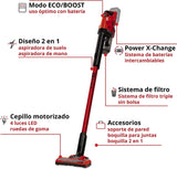 Einhell Aspirador de polvo de mango con batería, 18 V, aspirador de polvo con batería sin bolsa, recipiente colector de 0.6 L, tecnología de ciclón, sistema de filtro triple, Color Rojo/Negro