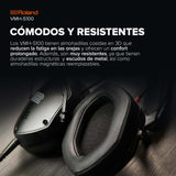 Roland VMH-S100 | Auriculares circumaurales para producción musical en alta resolución | Amplia respuesta en frecuencias | Increíble aislamiento sonoro | Transductor de 50 mm | Cómodos y resistentes