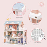 ROBUD Casa de muñecas de Madera para niños y niñas, Regalo de Juguete para 3, 4, 5, 6 años, con Muebles