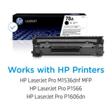 HP 78A CE278A Negro, Cartucho Tóner Original, de 2.100 páginas, para impresoras HP LaserJet Pro P1566, P1606dn, M1530, M1536 y M1536dnf