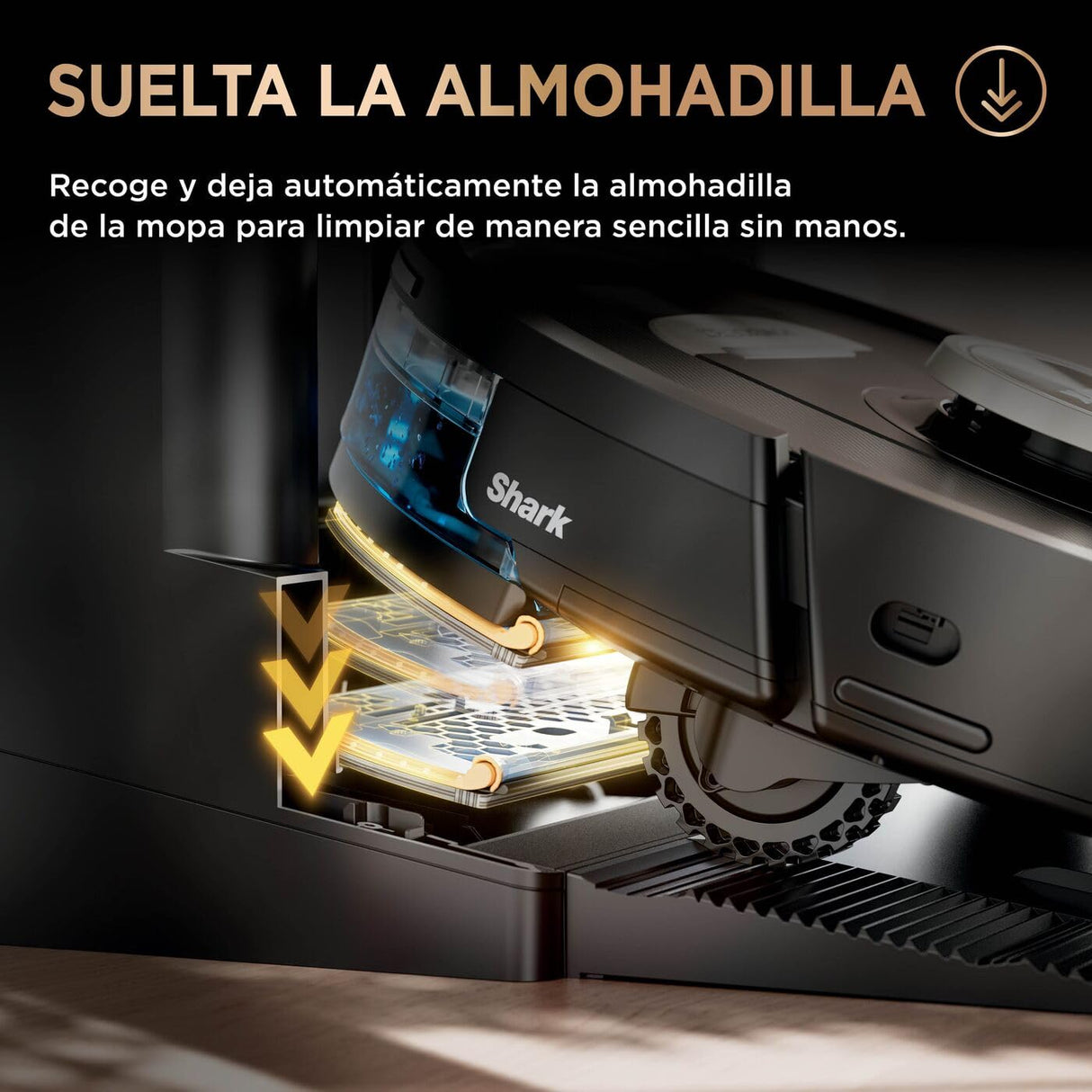 Shark PowerDetect Robot Aspirador y mopa 2 en 1, Base NeverTouch Pro con Limpieza, Carga y Vaciado automáticos, 60 días, navegación 3D y LiDAR, NeverStuck, WiFi/App, Negro, RV2800ZEEU