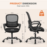 Sweetcrispy Silla de Oficina ergonómica, de Escritorio con Soporte Lumbar, reposabrazos Ajustables, Regulable en Altura, Adecuada para Dormitorio