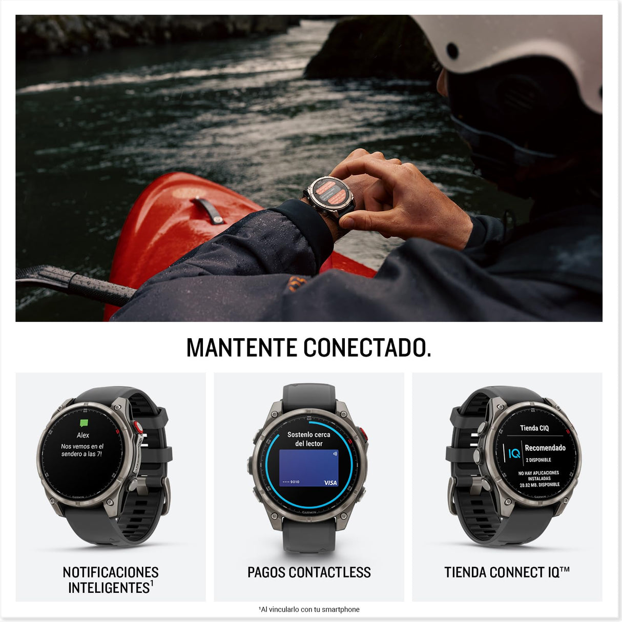 Garmin fēnix 8 Pro Zafiro, 47mm, Smartwatch Premium GPS Multideporte, Conectividad Satelital y LTE, Pantalla táctil AMOLED, Altavoz y micrófono Integrados, Mapas y hasta 15 días de autonomía, Grafito