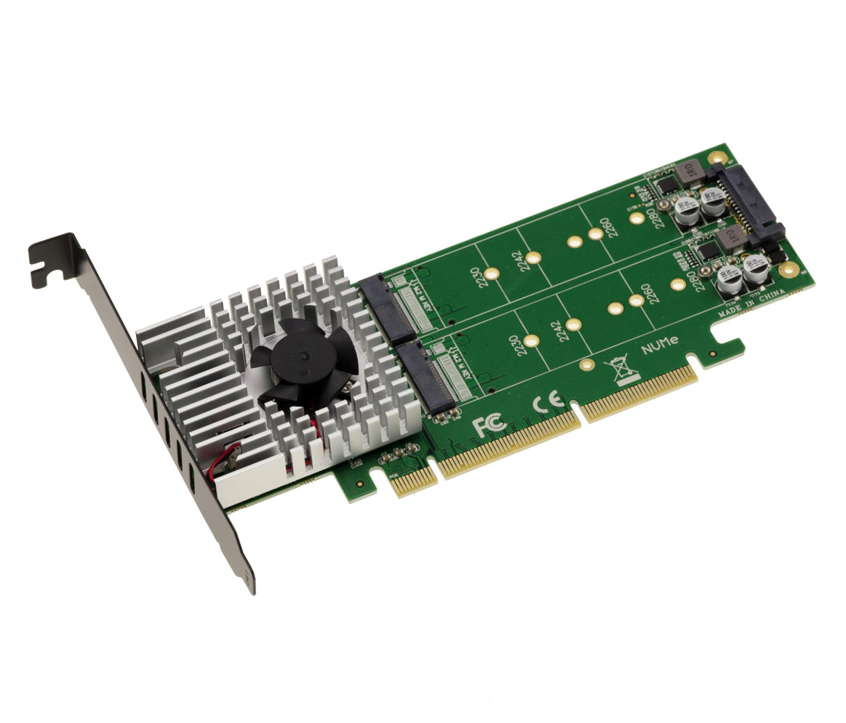 KALEA-INFORMATIQUE Tarjeta controladora PCIe 3.0 16x de Doble Cara para 4 SSD M.2 NVMe M Key (M2 NGFF) con ventilación Forzada. CHIPSET ASM2824.