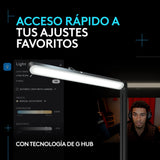 Logitech G Litra Beam, luz LED principal premium para gaming, TrueSoft, soporte de escritorio ajustable, ajustes de brillo/temperatura de color, control de aplicación de escritorio, PC/Mac, Grafito