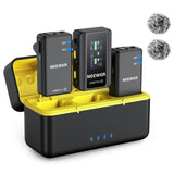 NEEWER CM28 Pro Micrófono Solapa Lavalier Inalámbrico con Estuche Carga 48KHz Audio Sin Comprimir 16 bits Cancelar Ruido Almacenar 4GB Grabación 9 Horas Compatible con iPhone iPad Android Cámara PC
