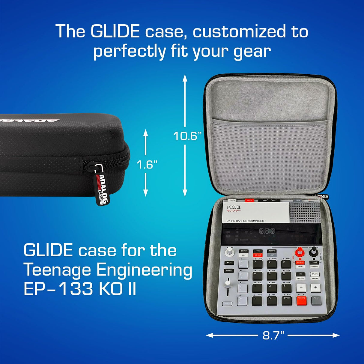 Analog Cases Funda Glide para The Teenage Engineering EP-133 KO II, Funda Protectora (Funda de Transporte, Material Exterior EVA, Cremallera, Dimensiones: 27 x 22 x 4 cm)