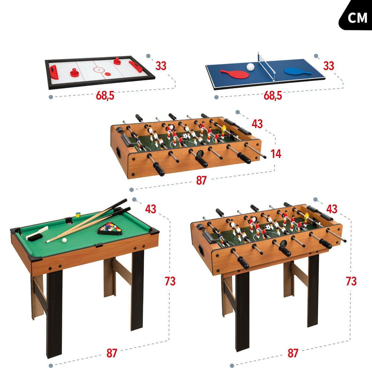 ColorBaby CB Games - Mesa multijuegos 4 en 1 con Patas (85328)