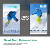 AKASO 360 Cámara de acción 360 Kit de Creadores, con 64GB Tarjeta de Memoria Sensor de 1/2", 5.7K 360, Fotos 72MP, Pantalla táctil de 2.29", Cámara Deportiva 360, Palo Selfie Invisible