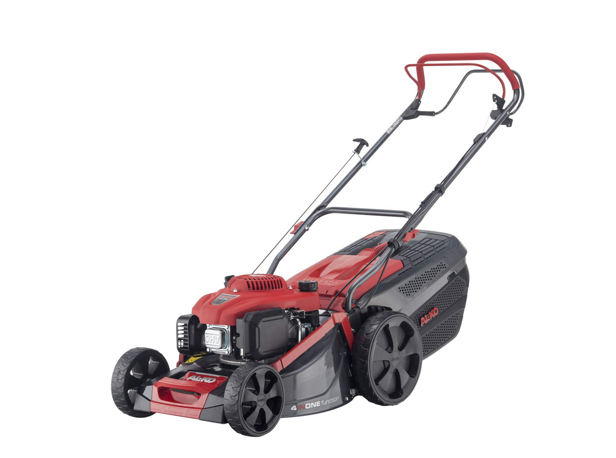 AL-KO Cortacésped de Gasolina Premium 470 SP-A (Ancho de Corte de 46 cm, Potencia de Motor de 2,6 kW, Carcasa de Chapa de Acero Resistente, tracción Trasera, función de mantillo, expulsión Lateral,