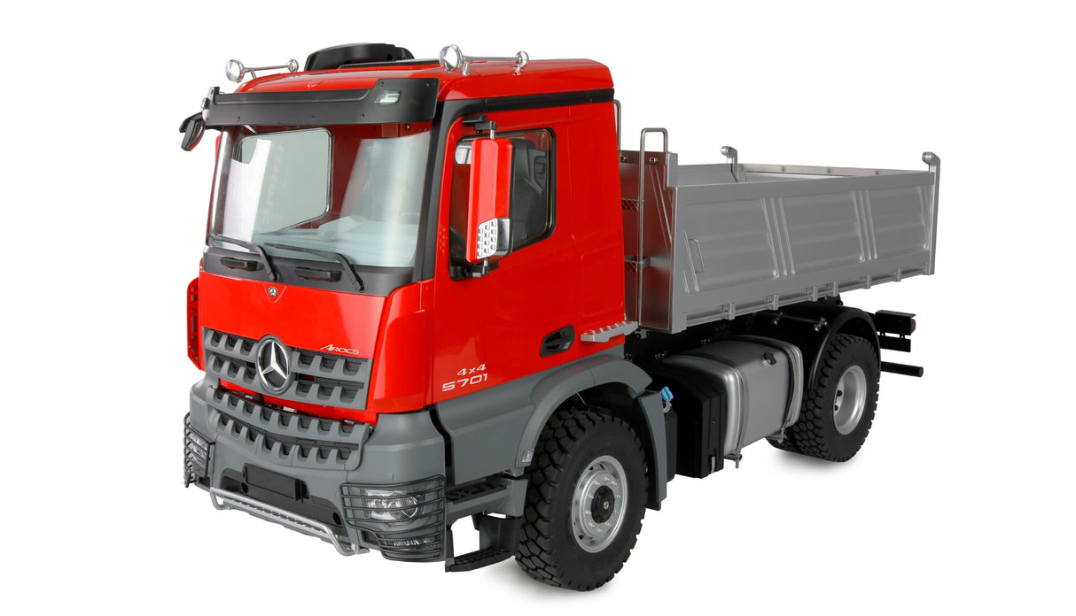 Amewi Mercedes-Benz Arocs Volquete 4x4 1:14 RTR Rojo Incluye Mando a Distancia, batería, Cable de Carga
