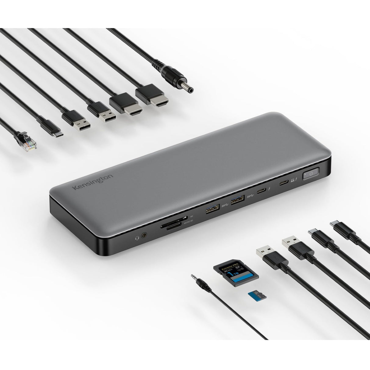 Kensington K34110EU - Adaptador SD5760T Multipuerto Thunderbolt 4, Doble Monitor 8K/4K, Lector de Tarjetas Micro SD, 96W, 2X HDMI, Ethernet, USB-C 3.2 y 4X USB-A