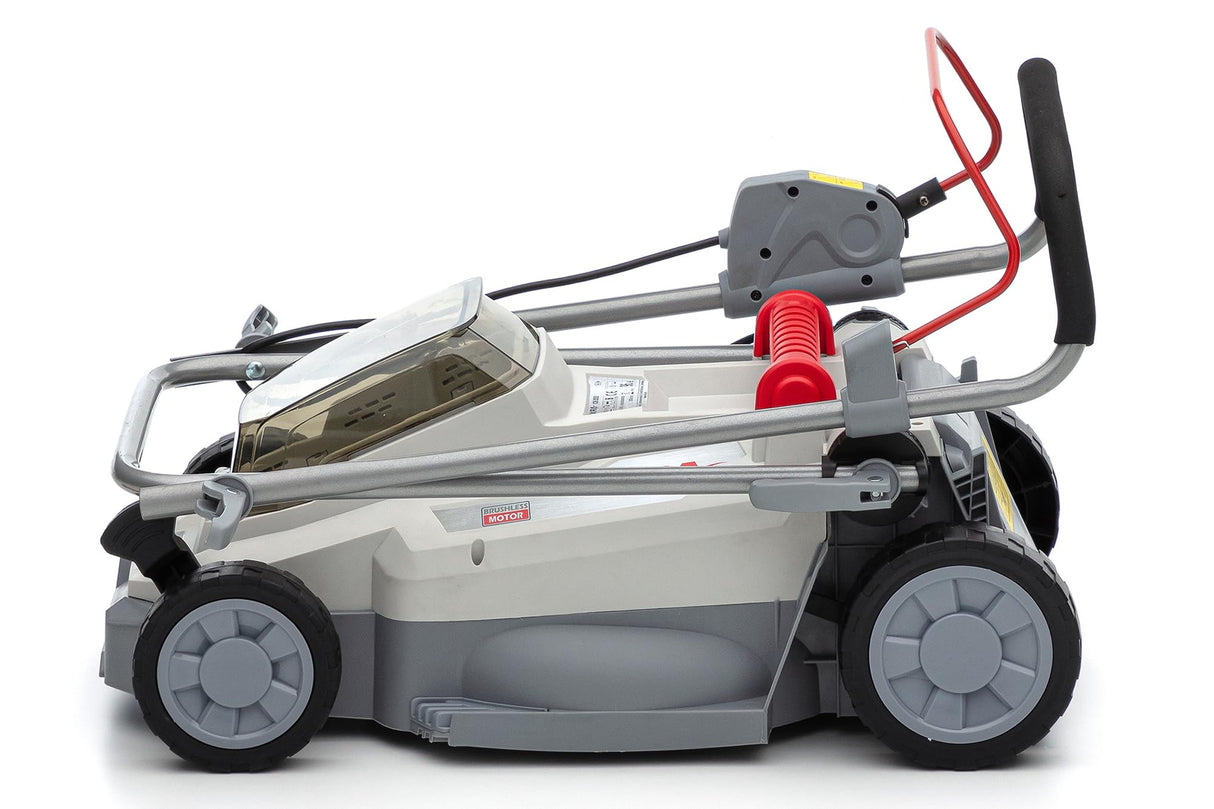 IKRA cortacésped Mulching ICM 2033 con 2X batería y Cargador, Ahorro de Espacio, Superficies de césped de hasta 150m²