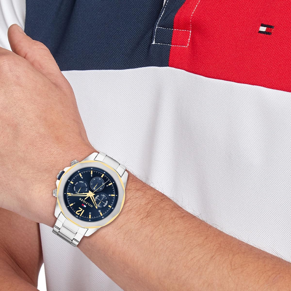 Tommy Hilfiger Reloj Analógico de Cuarzo Multifunción para Hombre con Correa de Acero Inoxidable Plateada - 1792059