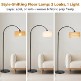 Lámpara de Pie LED Regulable - 9W 900LM Lampara de Pie Arco con Mando & Bombilla E27, Luz para Leer para Salón, Dormitorio, Oficina - Negro