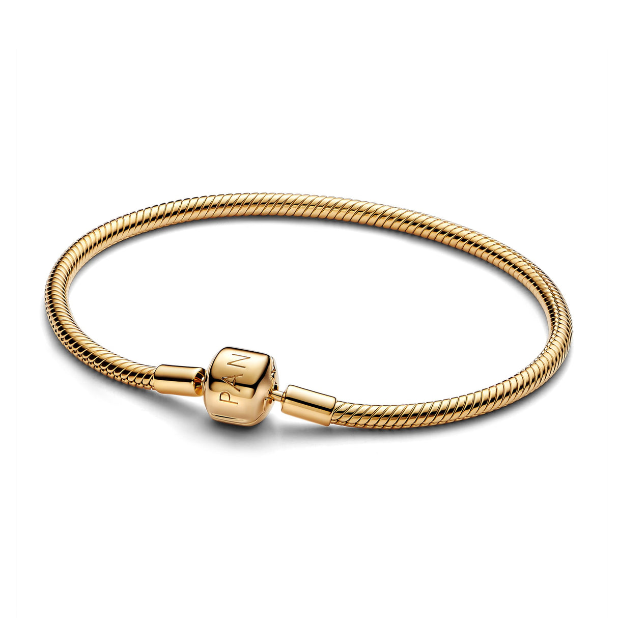 Pandora Barrel Clasp Snake Chain Bracelet 563390C00, 19 cm, Oro amarillo, Sin gemas