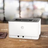 HP Color Laser 150nw 4ZB95A, Impresora Láser Monofunción A4 a color, impresión a doble cara manual, Wi-Fi, Ethernet, USB 2.0 alta velocidad, Compatible con HP Smart App, Panel de control LED, Blanca