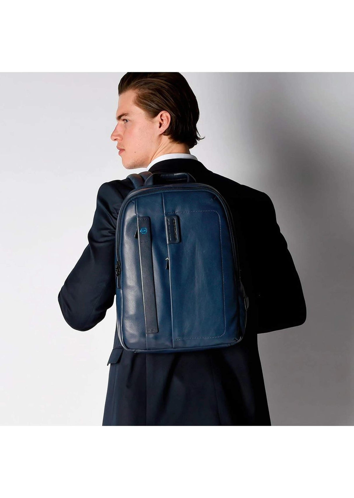 PIQUADRO Pulse - Mochila para PC de 14" o 15,6", turquesa, 14, Cuero