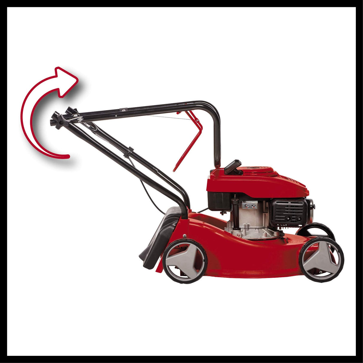 Einhell Cortacésped de gasolina GC-PM 40/1 (1,2 kW, ajuste de altura en 3 niveles, larguero de guiado plegable, carcasa de plástico estable, bolsa colectora con indicador de nivel, para 800 m²)