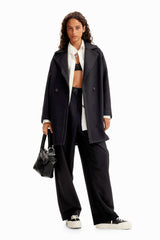 Desigual Coat_Stitch Woman Woven Overcoat, Negro, S Mujeres
