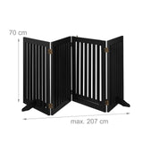 Relaxdays Barrera Seguridad Niños, Valla Protectora Bebés y Mascotas, 4 Paneles, con Puerta, Plegable, 70x207 cm, Negra, Tablero de Fibras