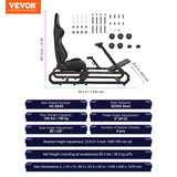 VEVOR Soporte para Volante de Carreras para Logitech G923/G920/G29, Cabina de Simulador de Conducción de Acero Resistente, y Ángulo del Pedal Ajustables 605-795 mm ± 5, Compacto, 1430 x 640 x 1270 mm