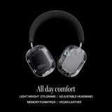 DEFUNC Mondo by Auriculares inalámbricos Over-Ear con Cable Opcional, 45 Horas de Tiempo de reproducción Activa, Bluetooth, Doble micrófono ENC y Controladores, Transparente