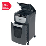 Rexel 2020225X - Destructora Automática Rexel Optimum AutoFeed 225X de Corte en Partículas P4 para Oficina, Destruye Hasta 225 Hojas a la Vez, Papelera Extraíble de 60 Litros, con Ruedas y Silenciosa